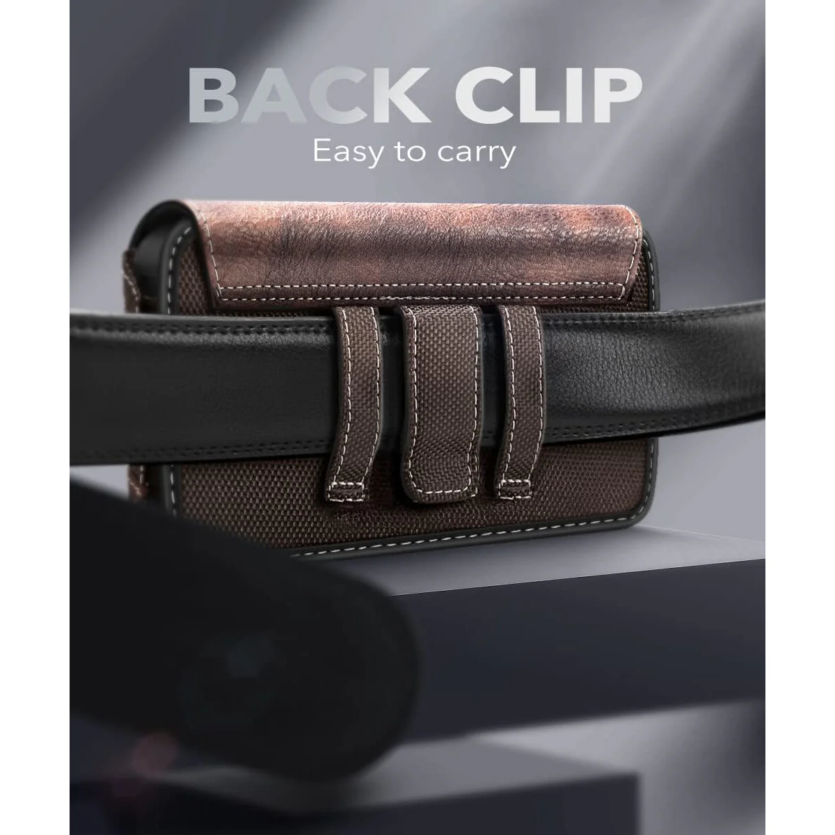 Universal Belt Clip Cell Phone Holster for Galaxy Fold and Large Phones-Brown - Image 5